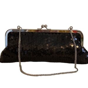 LOFT Evening Bag Sequin Kisslock Black